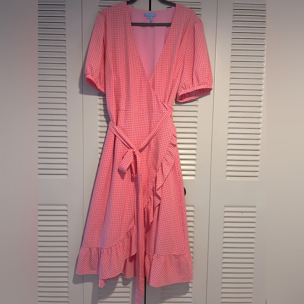 Draper James Naomi Wrap Dress | Barbie Pink | Ruffle Hem | Worn Once | 20